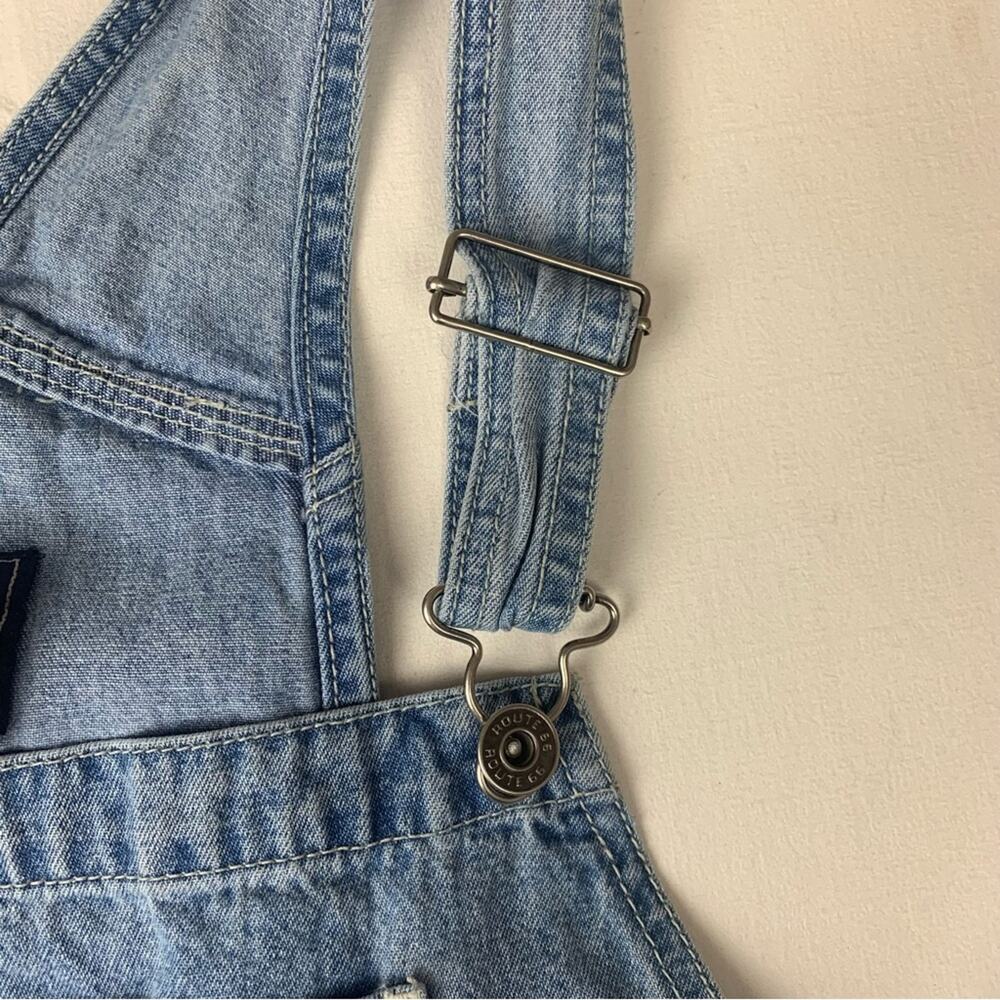 Route 66 size large denim shortalls floral embroidery vintage y2k boho cottage - Picture 9 of 10
